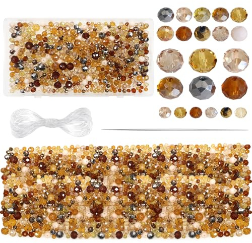 TOAOB 600pcs Glass Beads Brown Faceted Spacer Beads 4mm 6mm 8mm | Jewelry Making, DIY Craft Project, Bracelet Necklace Phone Lanyard, Decorations