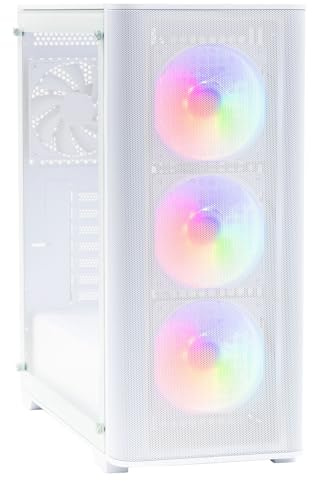 Fox Spirit FG1 - Boîtier PC - Moyen Tour - 3 Ventilateurs ARGB Inclus - Compatible avec Carte mère ATX, Micro ATX, Mini ITX, E-ATX - Panneau latéral en Verre trempé - Blanc