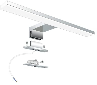 Aogled Led Espejo Luz Baño 30 cm 5W 500LM 230V Blanco Neutro 4000K,Acero Inoxidable Clase II Slim Baño luz,Placa de Sujeción en el Espejo/Armario/Pared Iluminación 300mm