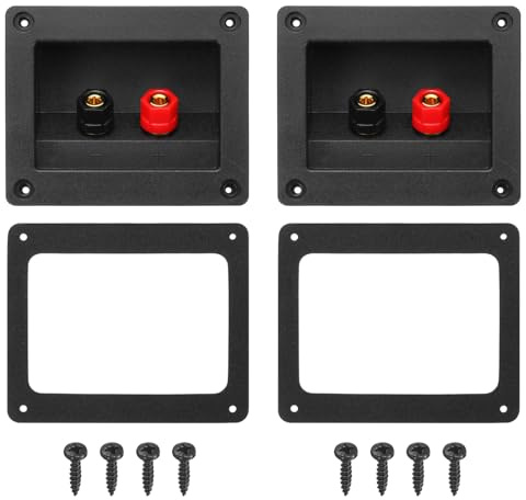 sourcing map 2Pcs 3 Inch Square Speaker Box Terminal Cup, 2-Way Subwoofer Plug Connector Double Binding Posts Spring Loaded Jack for Car Stereo Speaker Wire Sub Boxs