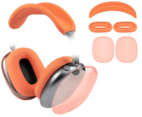 SOULWIT Schutzset für AirPods Max 2/1 (2026/2024/2020, USB-C/Lightning), Kopfband Stirnband Headband Abdeckung + TPU-Schutzhülle + Silikon Ohrpolster Schutz Abdeckung, Schweißresistent, Waschbar