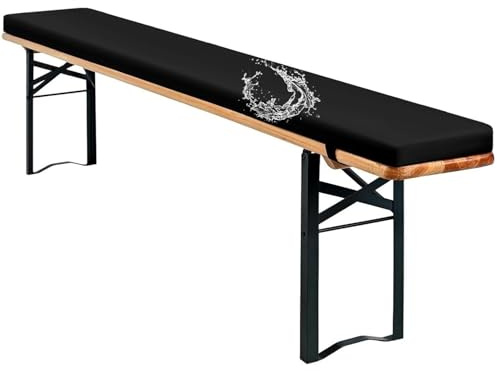 AQIGR Cuscini Imbottiti per Panchine da Birra 220x25 120x40 150x30 180x30 Imbottitura in Spugna Sfoderabile Copri Panca Giardino per Sagra Birreria Feste Catering(Nero,170x40x3cm)