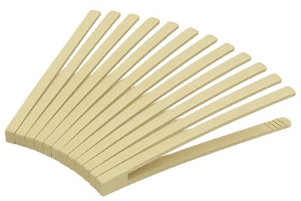 MC-Trend 12 Stück Grillzange 30 cm aus Buchenholz – nachhaltige Holz Küchenzange mit Rillen – Made in Europe (12)