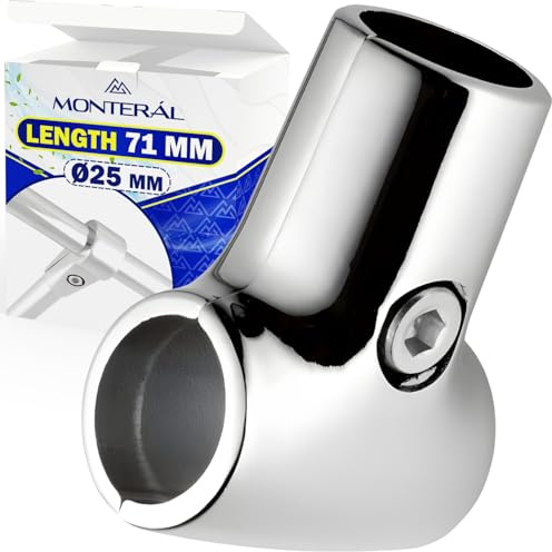 Connecteur Tube Rond en T pour Tuyau Ø 25 mm x 71 mm en Chrome Convient pour Armoire - Garantie de 10 Ans - MONTERAL