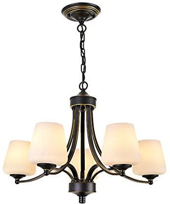 Tricolor Antique Sputnik Chandelier - 5-Head White Glass Uplighter Metal Ceiling Light for Living Room, Dining Room, Bedroom - E27 Fixture, Retro Home Decor