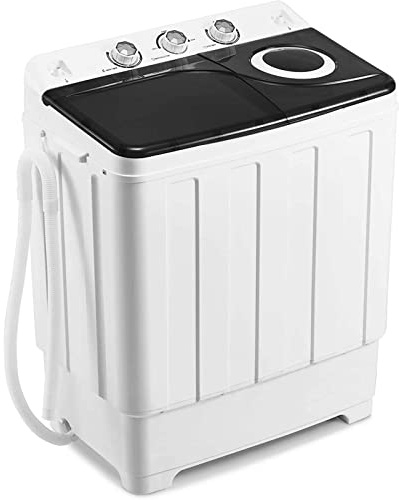 Twin Tub Washer Dryer Combo 28lbs Capacity Washing Machine with Control Knobs Built-in Drain Dump & Timer for Home RV Dorm Apartment