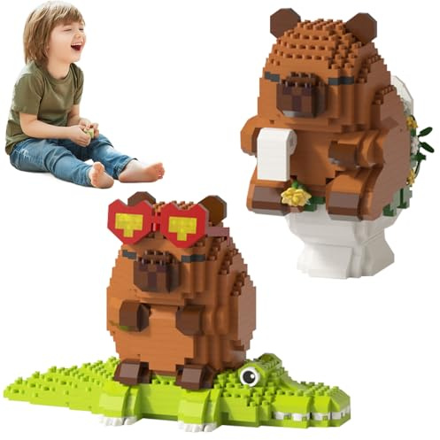 YANGUN 2 Set Capybara Bauspielzeug, Capybara Bausteine, mini klemmbausteine, Tier-Blöcke für Kinder Erwachsene mit Handbuch