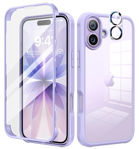 seacosmo für iPhone 17 Hülle mit eingebautem Panzerglas Displayschutz und Kamera Schutzfolie [9H HD], 360 Grad Handyhülle Ganzkörper Stoßfeste iPhone 17 schutzhülle - Lila