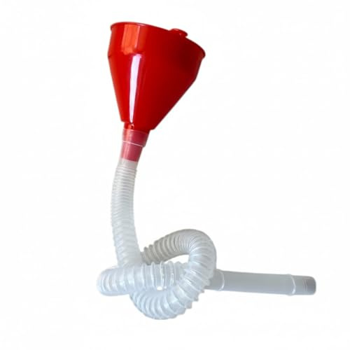 PinoLab Imbuto Universale per Benzina e Olio con Prolunga Flessibile 65cm – Set Travaso Liquidi per Taniche e Serbatoi – Imbuto con Bocca Larga Anti-Schizzi e Tubo Corrugato