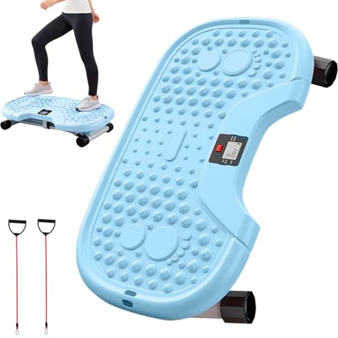 Fitness Stepper – bentränare med roterande funktion och motståndsband – kompakt fitnessstepper för träning | för rumpmagen överkropp och för hem, kontor, balkong