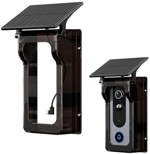 Aceele Cubierta para Videoportero Inteligente Inalámbrico con Panel Solar, Protector de Plástico para Timbre con Cable Tipo-C, Protector Impermeable para Timbre Apta para Todos los Modelos de Timbre