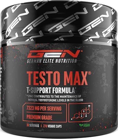 GEN GERMAN ELITE NUTRITION Testo MAX® - 270 Gélules - Extra haute dose