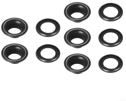 Gdfnmogo Metal Eyelets & Grommets Repair Kit for Tent, Awning, Tarpaulin and Groundsheet – 15-Piece Set with Steel Installation Tool, 23mm Outer Diameter,(BLACK)