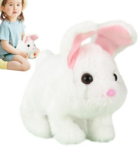 Generico Animali Domestici Elettronici,Coniglio Educativo che Cammina con Suono | Giocattolo Elettronico a Forma di Coniglio - per Bambini Regalo Pasqua Natale Compleanno