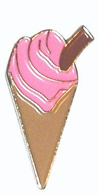 Metall-Brosche/Anstecker, emailliert, Motiv Eistüte, Erdbeere