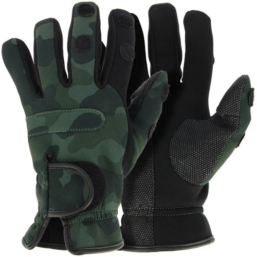 NGT Neopren Fischen Jagen Schiessen Split Finger Winterhandschuhe - Camo, Large