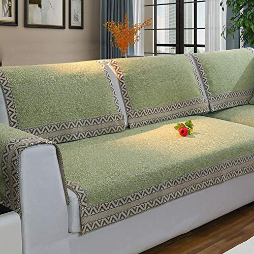 Z-one Sofa Abdeckung Retro Dekoration Sofa Überwurf Baumwolle Anti-rutsch Schmutzabweisend Kissen beschützer Für L förmige- Couch Schnitt-Grün 70x150cm(28x59inch)