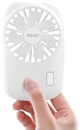 Aluan Handheld Fan Mini Fan Powerful Small Personal Portable Fan Speed Adjustable USB Rechargeable Cooling for Kids Girls Boys Woman Home Office Travel, White