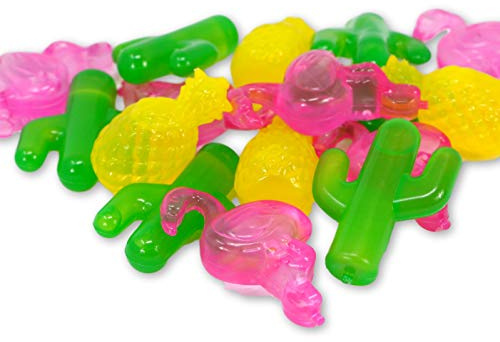 Reusable Ice Cubes - Summer Luau Tropical Themed - Cactus Flamingo Pineapple - Colored Ice Cubes for Cocktails Beer Wine Whiskey Party Drink Favors - BPA Free - Purified Water Filled - 18 pieces