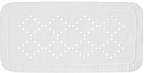 Spirella - Alaska PVC-Schaumstoff-Badematte - rutschfeste Badematte mit Saugnäpfen und Abflusslöchern, schimmelresistent - Schneeweiß - 91 x 36 cm