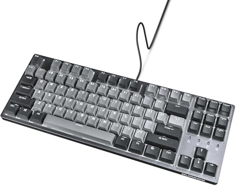 DURGOD Tastiera meccanica Taurus K320 TKL | Retroilluminata | 87 tasti Tenkeyless | Cavo USB C | Keycap PBT Doubleshot | Tasti programmabili | NKRO Rollover | Windows e Mac | Cherry MX Speed Silver,