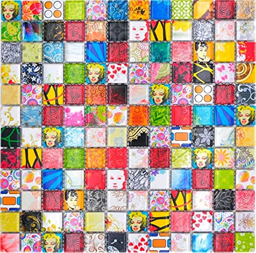 Keramik Mosaik bunt Mosaikfliese Retro Vintage POP UP Mosaikfliese MOS18D-1605