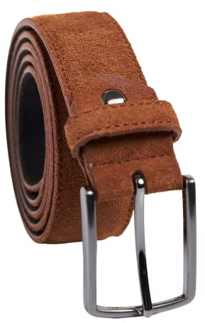 QUAMOD Wildleder Gürtel Damen Herren Hochwertiger Velours Ledergürtel Unisex 3,5 cm (35 mm) breit, Velourleder gürtel mit Geschenk-Box umweltfreundliche und faire Produktion