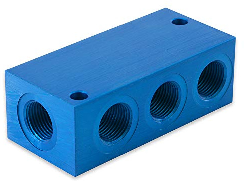 Fittingteile - Verteilerleiste 4-fach Aluminium bis 16 bar Druckluft Wasser Gewindefittings (Gewindegröße: G 1/4)