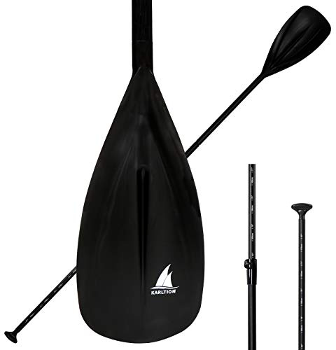 Karltion SUP-Paddel – 3 Stück verstellbare Aluminium-SUP-Paddel mit Schaft aus Legierung und Glasfaser-Klinge zum Surfen, Schwimmen, Wassersport, schwarz