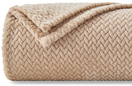NEWCOSPLAY Couverture de Luxe Super Douce en Flanelle de qualité supérieure – Jeté Chaud et léger de 101,6 x 127 cm, Motif Feuilles, Peut être utilisée en Toutes Saisons, Marron