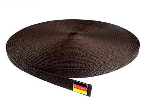 Inovatec 50 Meter Rollladengurt Mini 14mm für Tür und Fenster Rolladen - reißfest und UV-beständig - in Grau Weiß Beige Braun, Farbe:Braun