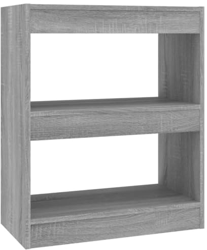 vidaXL Bücherregal Raumteiler Standregal Aktenregal Wandregal Regal Raumtrenner Aufbewahrung Büroregal Mehrzweckregal Grau Sonoma 60x30x72cm