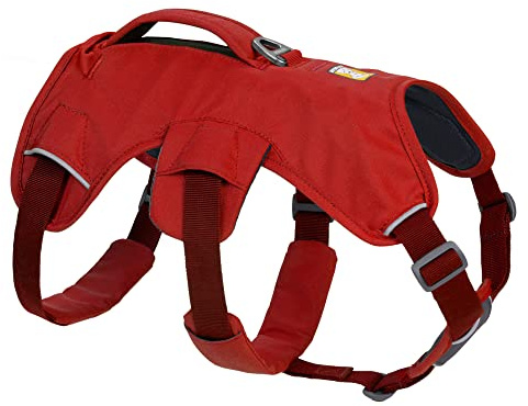 RUFFWEAR Mehrzweck-Hundegeschirr mit Griff, Web Master, verstellbares, Geschirr, 2 Leinenbefestigungen, für den täglichen Gebrauch, Red Sumac, S