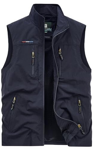 Oralidera Herren Outdoor Weste mit Vielen Taschen Anglerweste Safariweste Jagdweste Multifunktionsweste Freizeit Ärmellose Jacke Leicht Sommer Weste, Blau, M