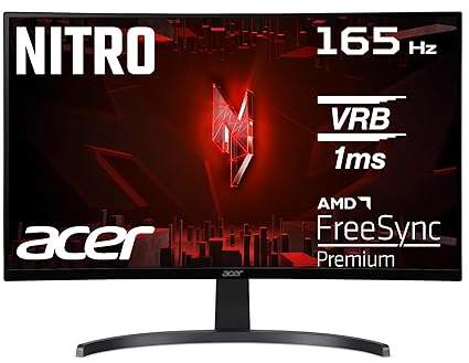 Acer Nitro ED273P - Monitor para Videojuegos (Pantalla de 69 cm, Full HD, 165 Hz, 1 ms (VRB), HDMI 2.0, HDMI 1.4, DP 1.2, Curved, FreeSync Premium, UM.HE3EE.P14, Color Negro