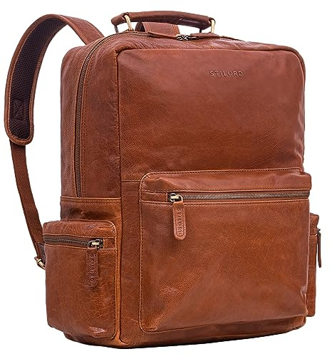 STILORD Isa Business-Rucksack Herren Leder Laptop-Rucksack Damen 17 18 19 Zoll Leder-Rucksack mit Laptop-Fach Echtleder Stadtrucksack Arbeitsrucksack und Lehrerrucksack Farbe:maraska - braun