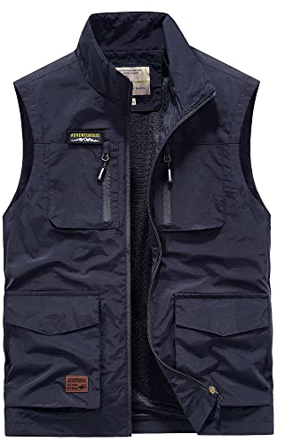 MeiLayM Herren Outdoor Weste mit Vielen Taschen Ärmellose Anglerweste Leicht Atmungsaktiv Ärmellose Jacke Jagd Fotografie Camping Sommer Multifunktionsweste Nylon Angeln Weste