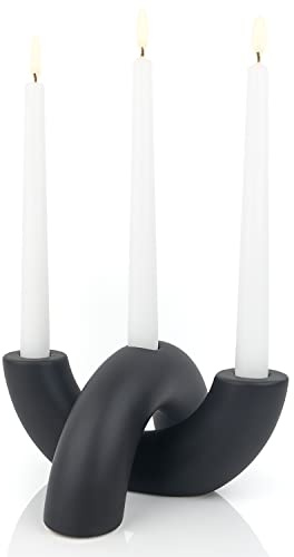 AERLO Taper Candle Holder Set - Candle Stick Holders for Dining Room Table, Entryway Table, or Fireplace Mantel - Modern Candelabra Home Decor (Black)