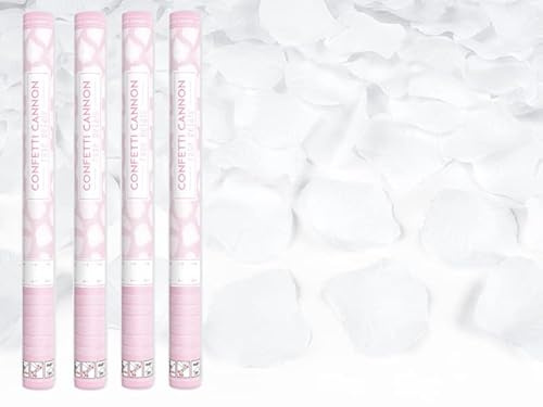 80 cm 4 Stück Konfettikanone Rosenblätter, Herzen, Hochzeit, Geburtstag, Jahrestag, Babyparty, Partyzubehör, Konfetti-Shooter-Popper 80 cm (weiße Blütenblätter)
