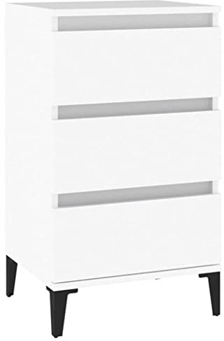 vidaXL Bedside Cabinet, Bedside Table Nightstand Side Table Bed Cabinet, Bedroom Side Cabinet with Storage, Modern Style, White Engineered Wood