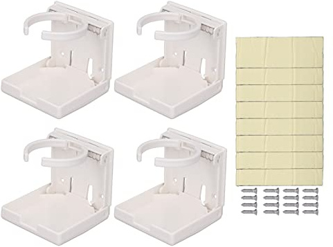 Portavasos retráctiles ajustables de 60 a 100 mm , plástico ABS , 4 unidades , soporte plegable para bebidas para coche , multifuncional , colocación vertical para camiones , coches , barcos (blanco)