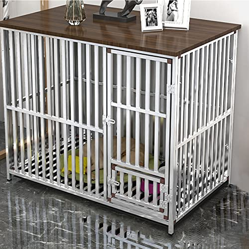 luckxuan Hundekennel/Dog Cage Hundekäfig aus Edelstahl 304, großer Hund, mittelgroßer Hund mit Toilette, separater Haustierkäfig for den Innenbereich Hundekäfig (Size : 05)