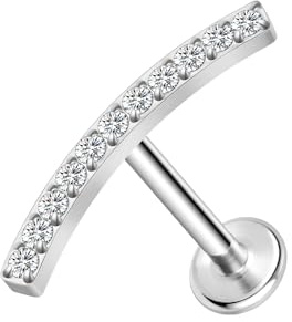 ZS ASTM F136 Titan 16G 8mm Piercing Schmuck für Knorpel Conch Tragus Helix Lippe Labret Ohr – Hypoallergen Innengewinde Flache Rücken Ohrringe Ohrstecker (#29)