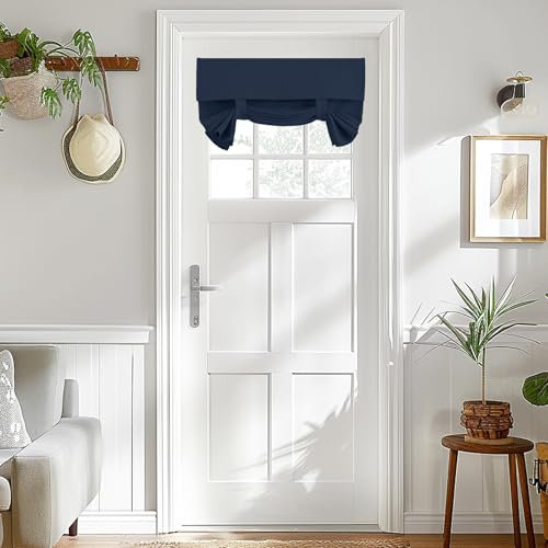 Vatge Navy Blue Curtains Room Darkening French Door Blinds, Door Curtains for Door Window Thermal Insulated Tricia Door Shades for Classroom/Patio/Carport/Balcony Door, 1 Panel, W24 x L18, Navy