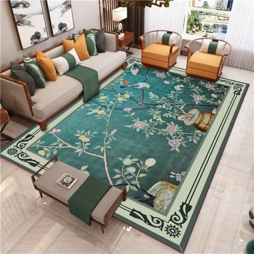 RUGMRZ Großer Teppich Flickenteppich Waschbar Neue chinesische Teppich grün Wohnzimmer Zubehör Blumendekoration kann angepasst Werden Tepiche Für Schlafzimmer 50X80CM