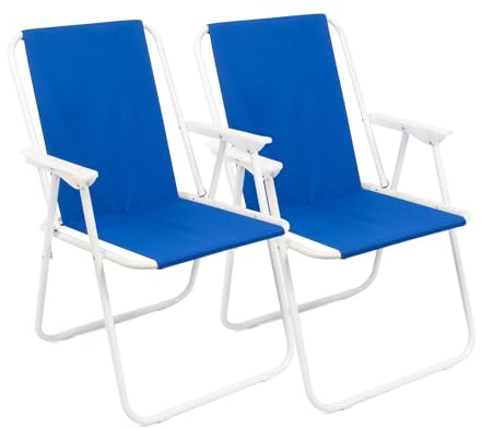 The Secret Home Pack 2 Sillas de Playa Plegables y Ligeras | Silla de Exterior para Camping, Jardín y Terraza | Estructura de Metal Resistente y Tela de Poliéster | Asiento Portátil (Azul)