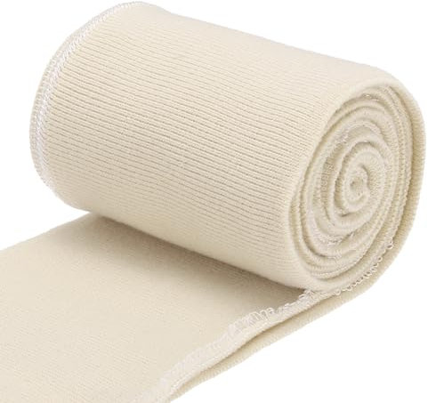 QUARKZMAN Puños Elásticos con Ribetes Acanalados de 31.5 x 2.8 en Tejido de Algodón, Cinta Elástica de Punto para Puños de Manga y Cintura, Color Albaricoque, 1 Par