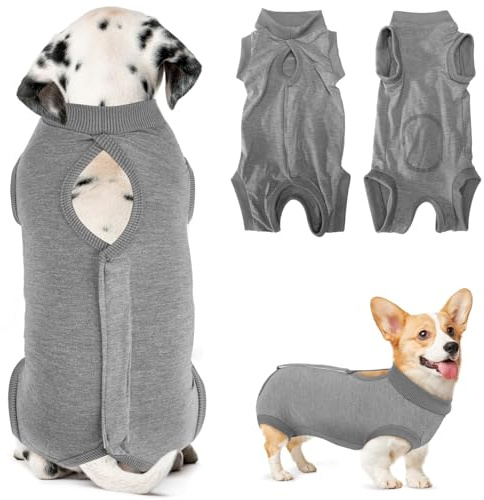 SlowTon Traje de Recuperación Quirúrgica para Perros - Enterizo para Cachorros Después de Cirugía, Alternativa al Collar Isabelino para Gatos y Perros Machos y Hembras, Traje de Recuperación
