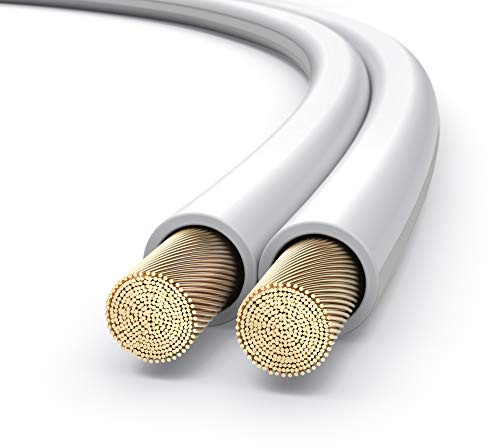 PureLink Speaker Cable OFC 2 x 4.00 mm² 0.20 mm, 25.0 m, Pure Copper Cable for HiFi Loudspeaker Boxes Subwoofer, Audio Cable with Polarity Marking, White