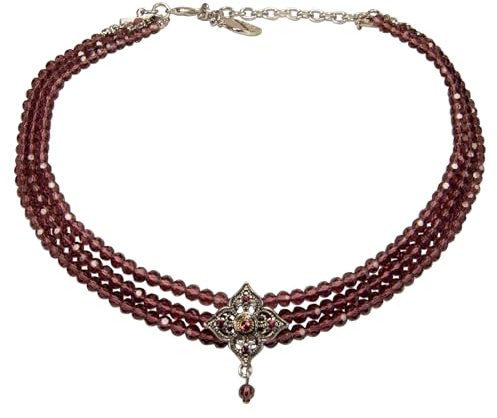 Alpenflüstern Collier ras du cou Louisa DHK342 - Avec perles - Pour costume traditionnel - Pour femme - Couleurs traditionnelles, 32 cm + 7 cm, Zinc